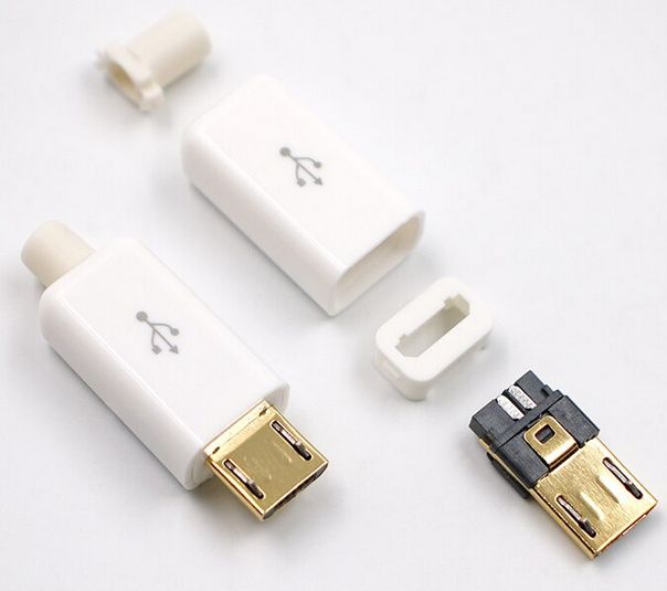 Image of MicroUSB connector **plastic housing** (Male) V2 Gold White (IT14562)
